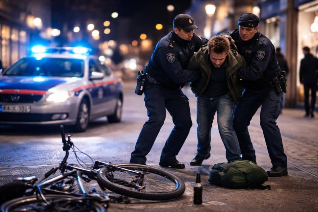 In Klagenfurt: Betrunkener Radfahrer ging auf Polizisten los