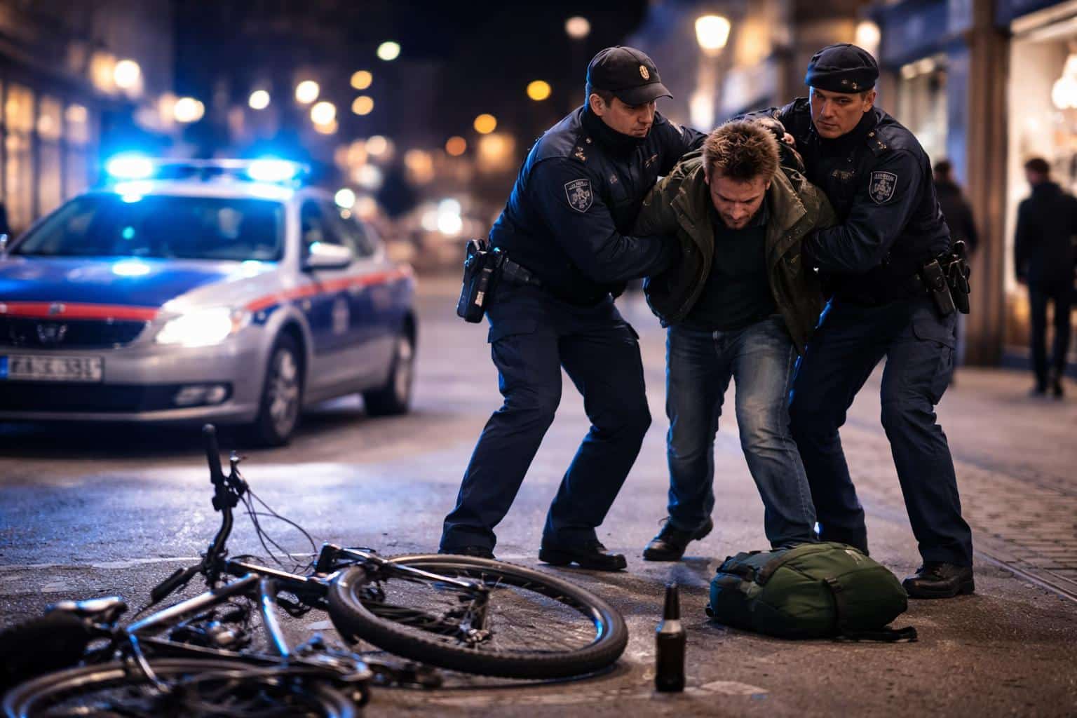 In Klagenfurt: Betrunkener Radfahrer ging auf Polizisten los