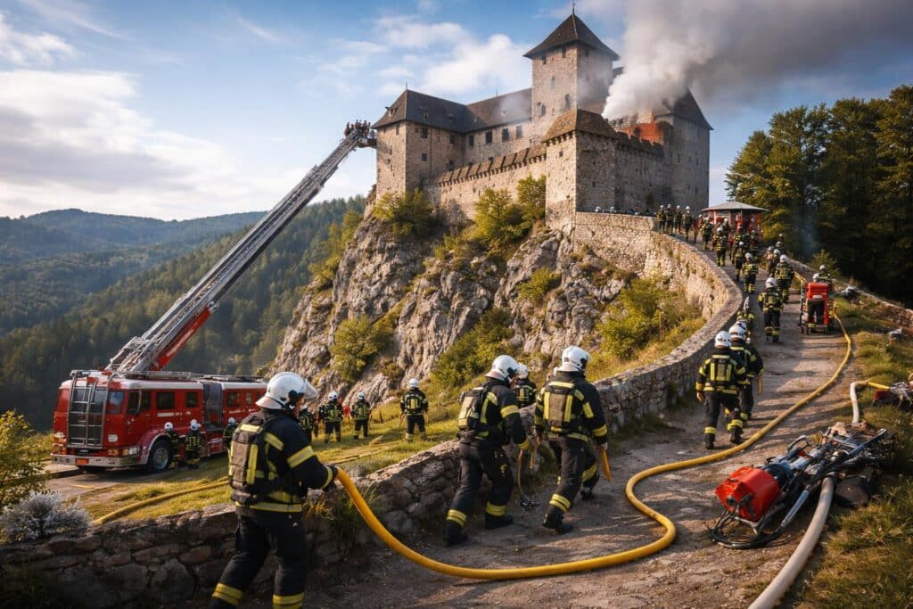 Einsatzkräfte übten koordiniertes Vorgehen auf der Heunburg