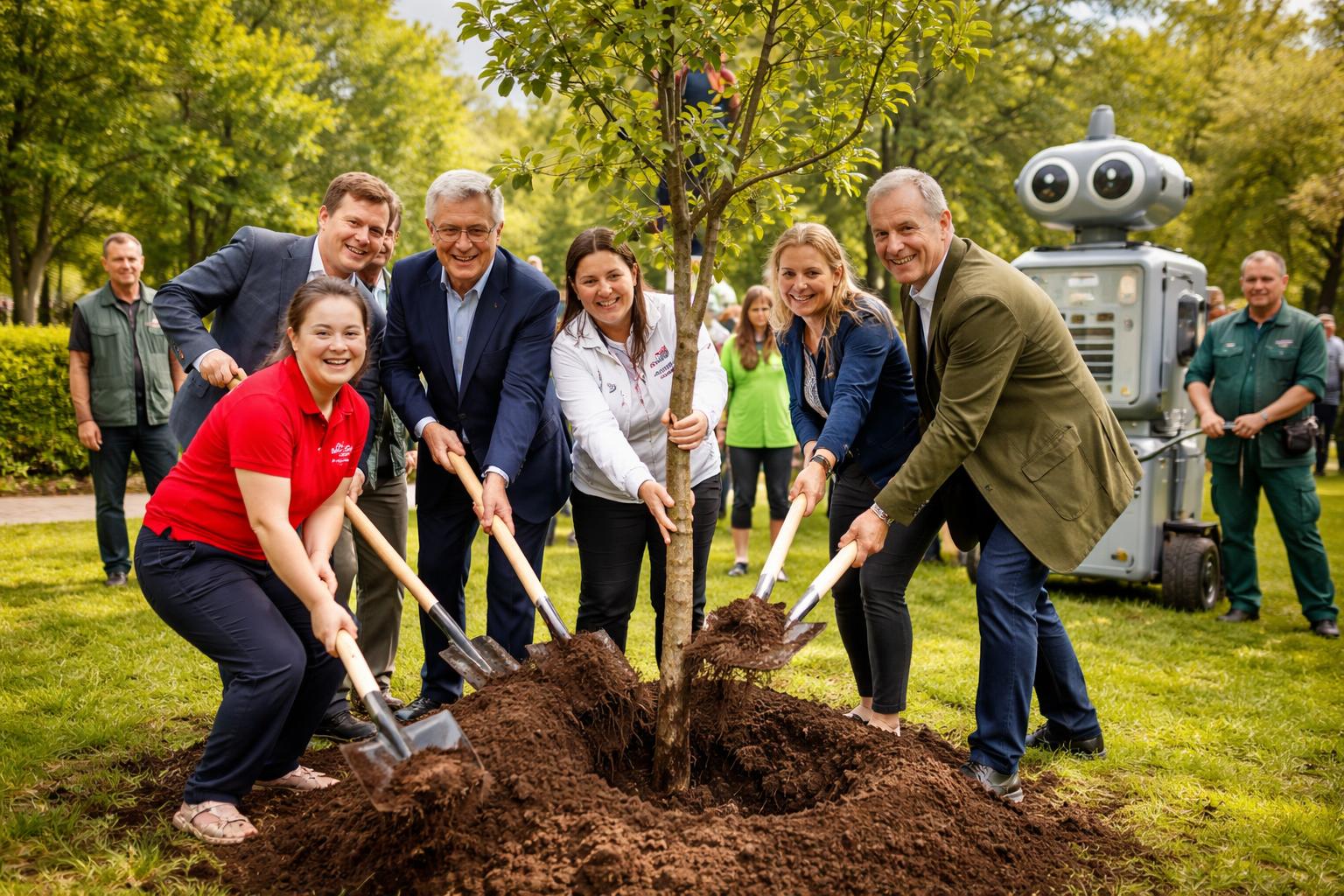 Special Olympics pflanzen Zwetschgenbaum im Europapark