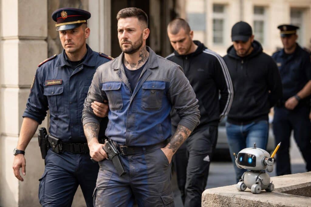 „Und als Automechaniker haben Sie immer eine Schreckschusspistole mit?“