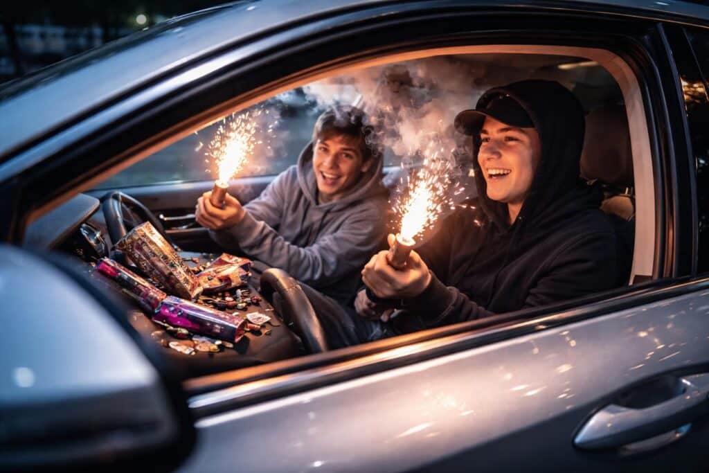 Auto gestohlen: Teenager zündeten Feuerwerk in einem Mercedes