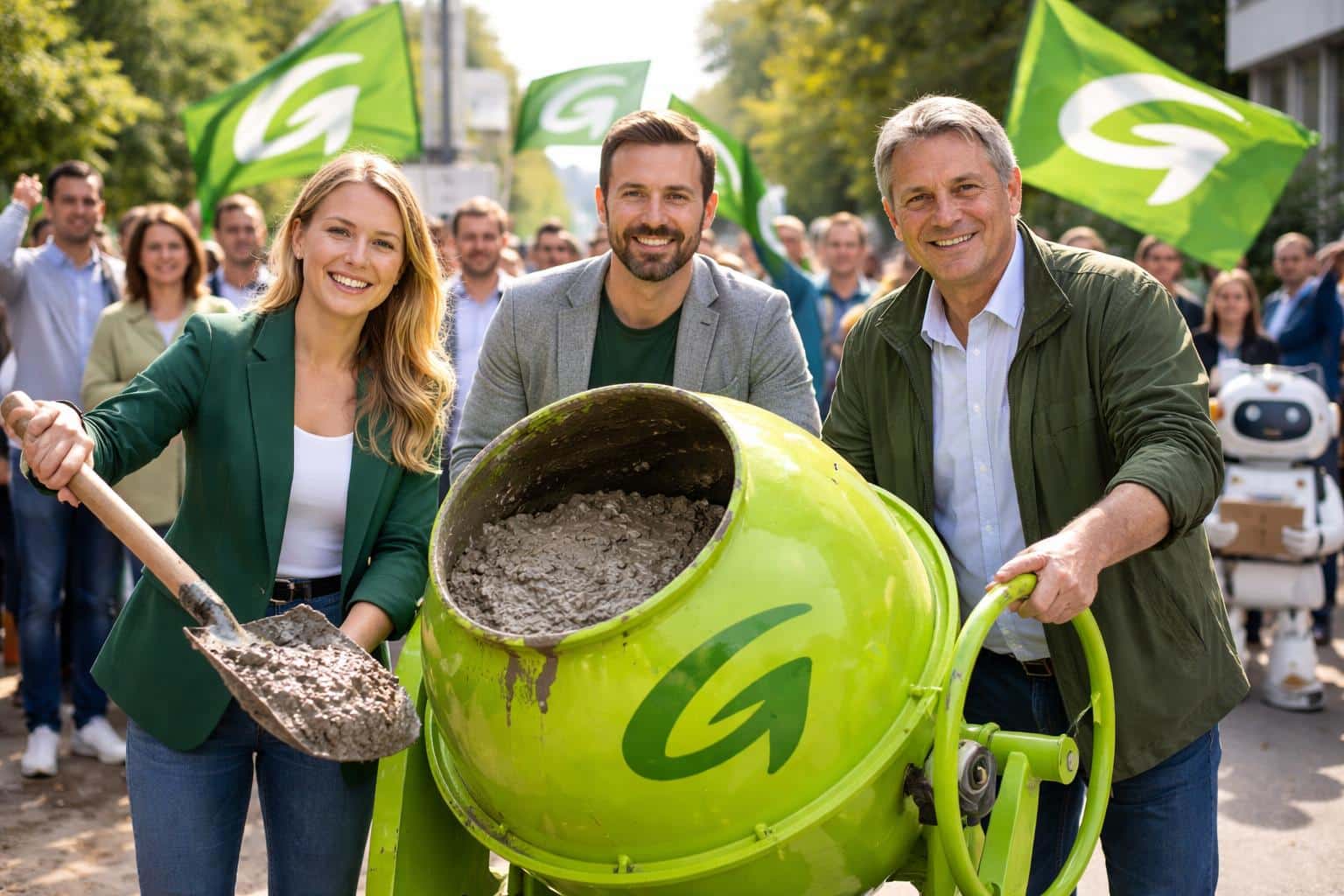 Wahlkampf-Auftakt: Warum die Kärntner Grünen auf eine Betonmischmaschine setzen