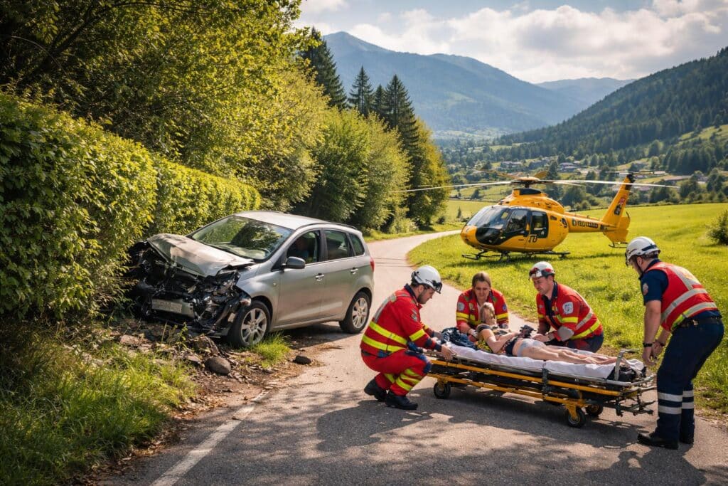 Verkehrsunfall mit Eigenverletzung im Bezirk Spittal