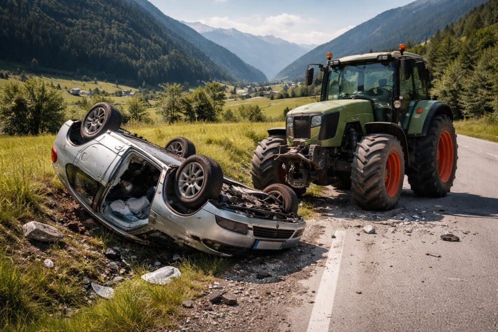Auto kollidierte mit Traktor und überschlug sich: Zwei Verletzte
