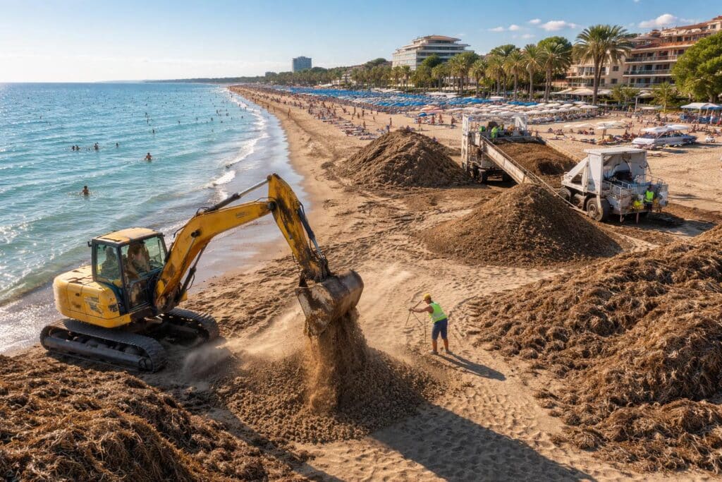 Lignano holt sich mit recycelten Algen den Strand zurück