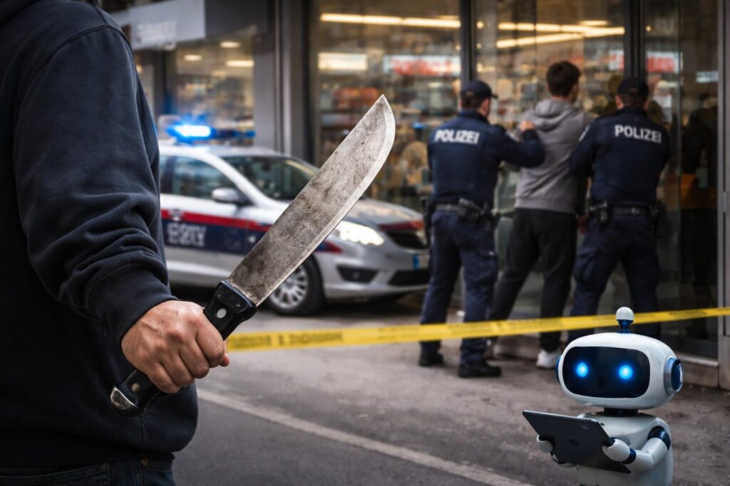 Menschen mit Machete bedroht