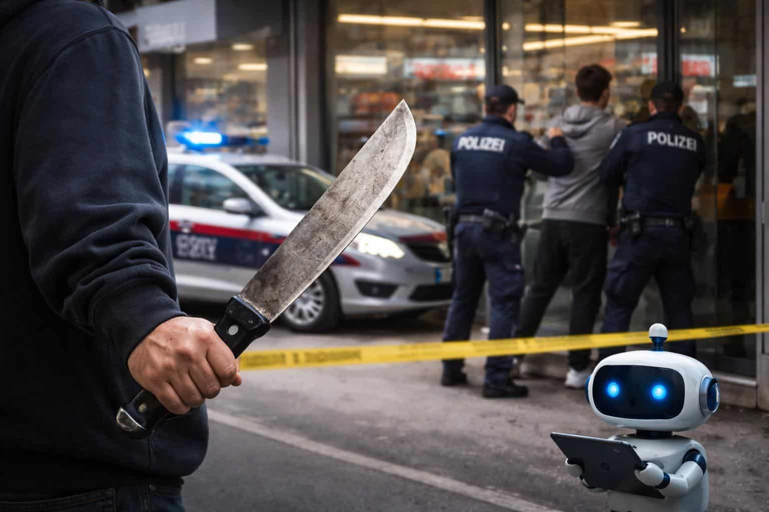 Menschen mit Machete bedroht