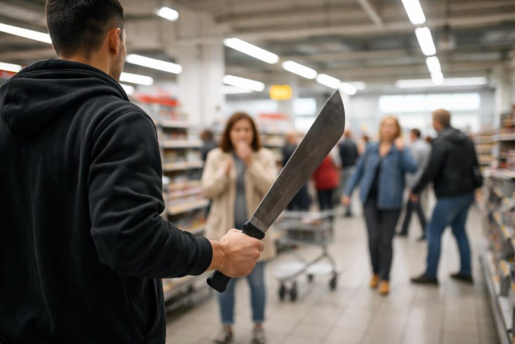 Mann bedrohte Menschen im Supermarkt mit Machete