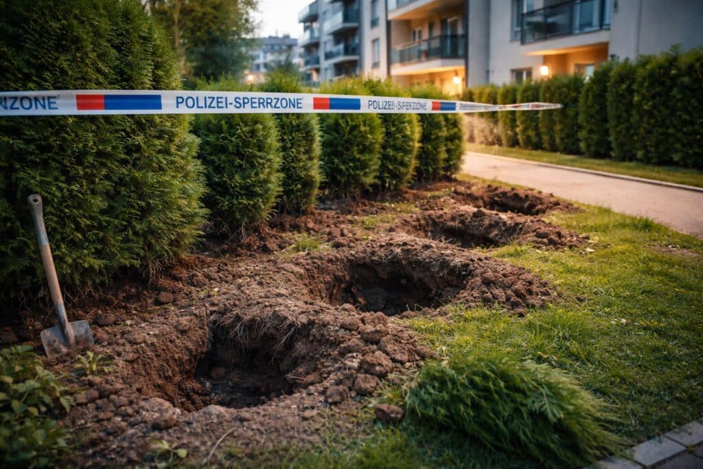 Thujen aus Grünstreifen gestohlen