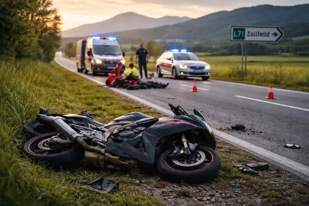 Motorradunfall auf der L71 Zollfeld Straße