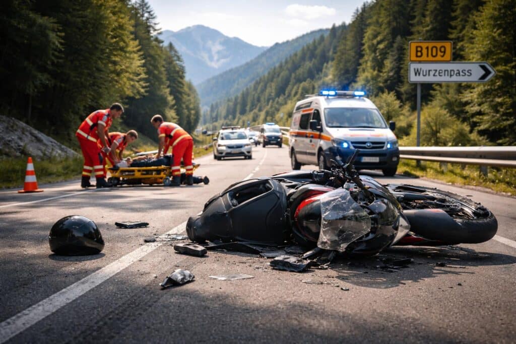 Motorradunfall auf der B109 Wurzenpassbundesstraße
