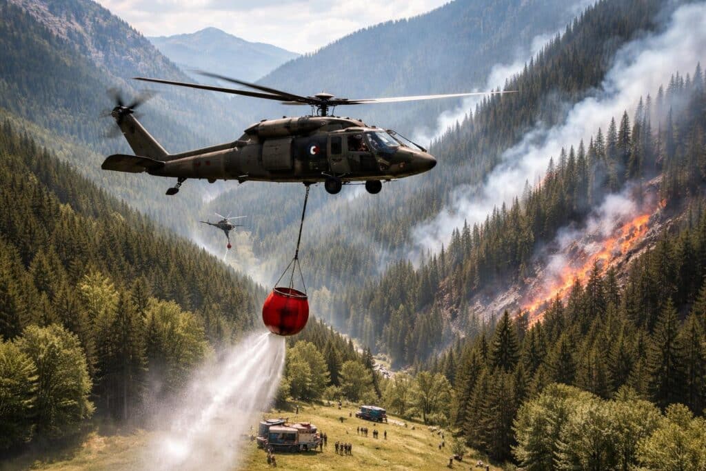 Bundesheer unterstützt Waldbrandbekämpfung im Lesachtal aus der Luft