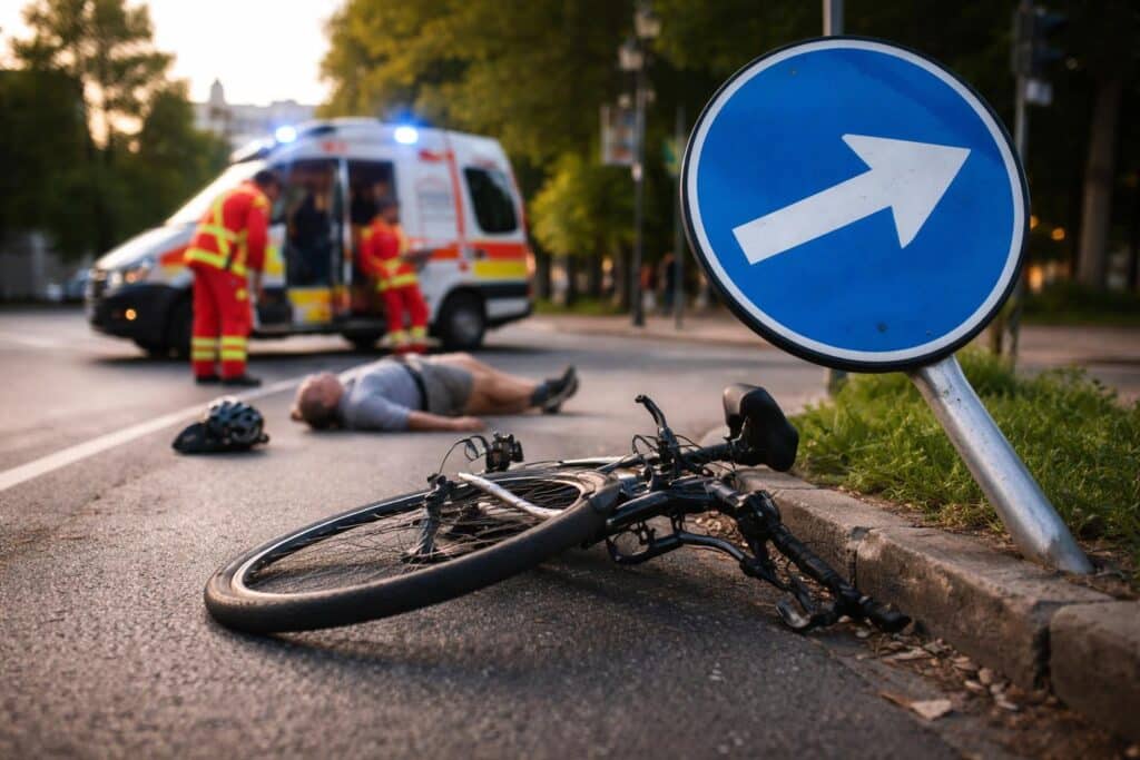 Radfahrer prallte gegen Verkehrszeichen