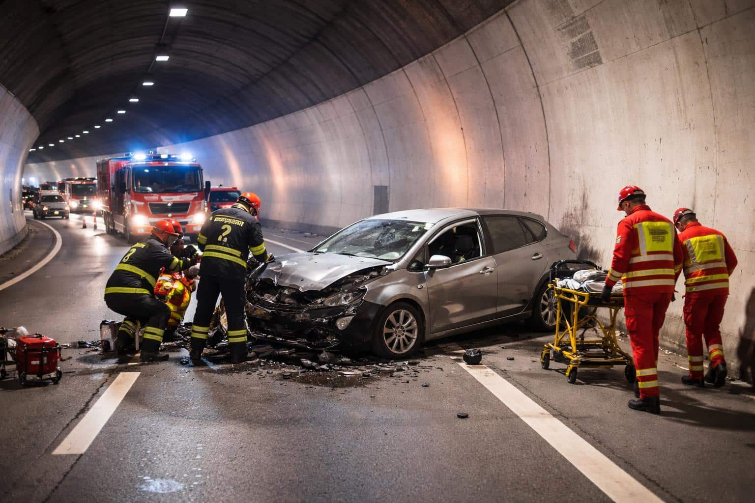 Auto prallte gegen Tunnelwand