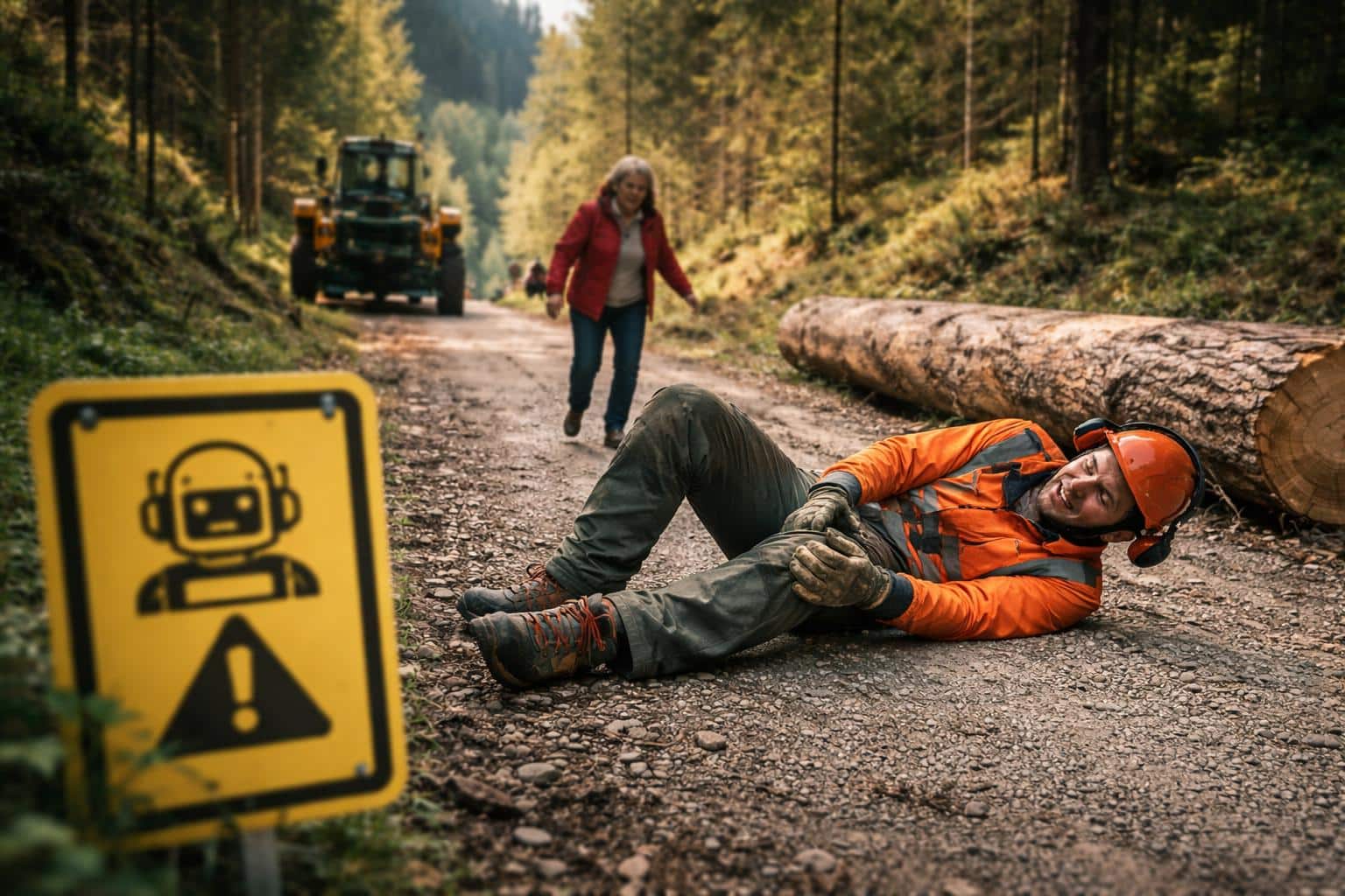 Forstarbeiter von Baumstamm überrollt