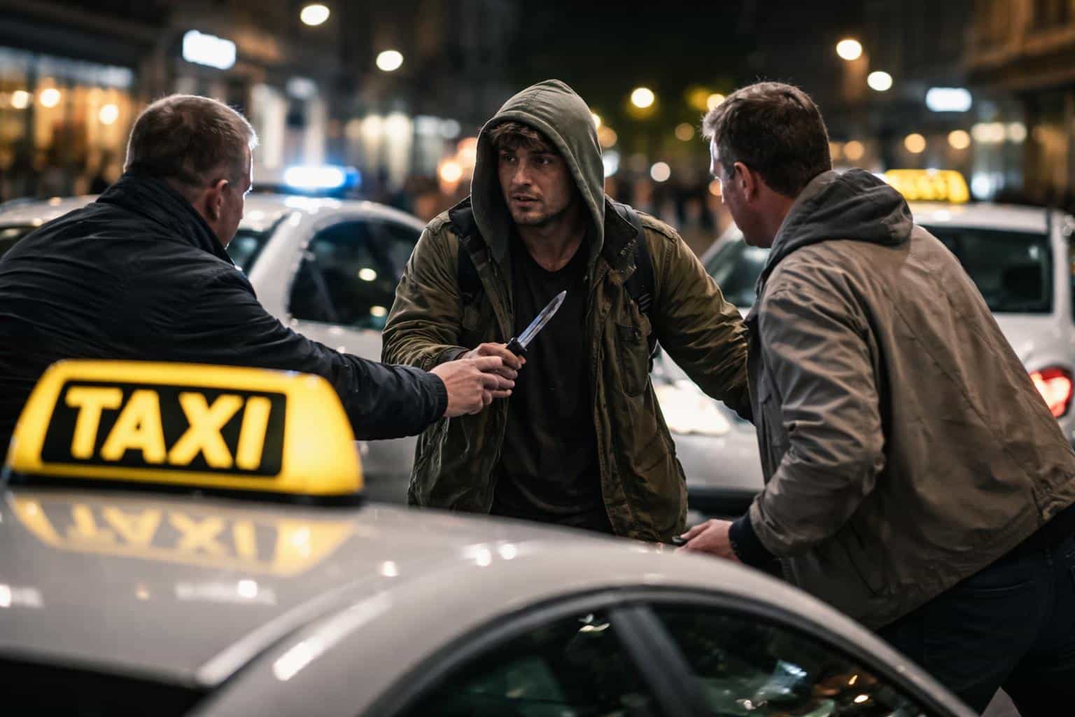 Zwei Taxilenker mit Messer bedroht