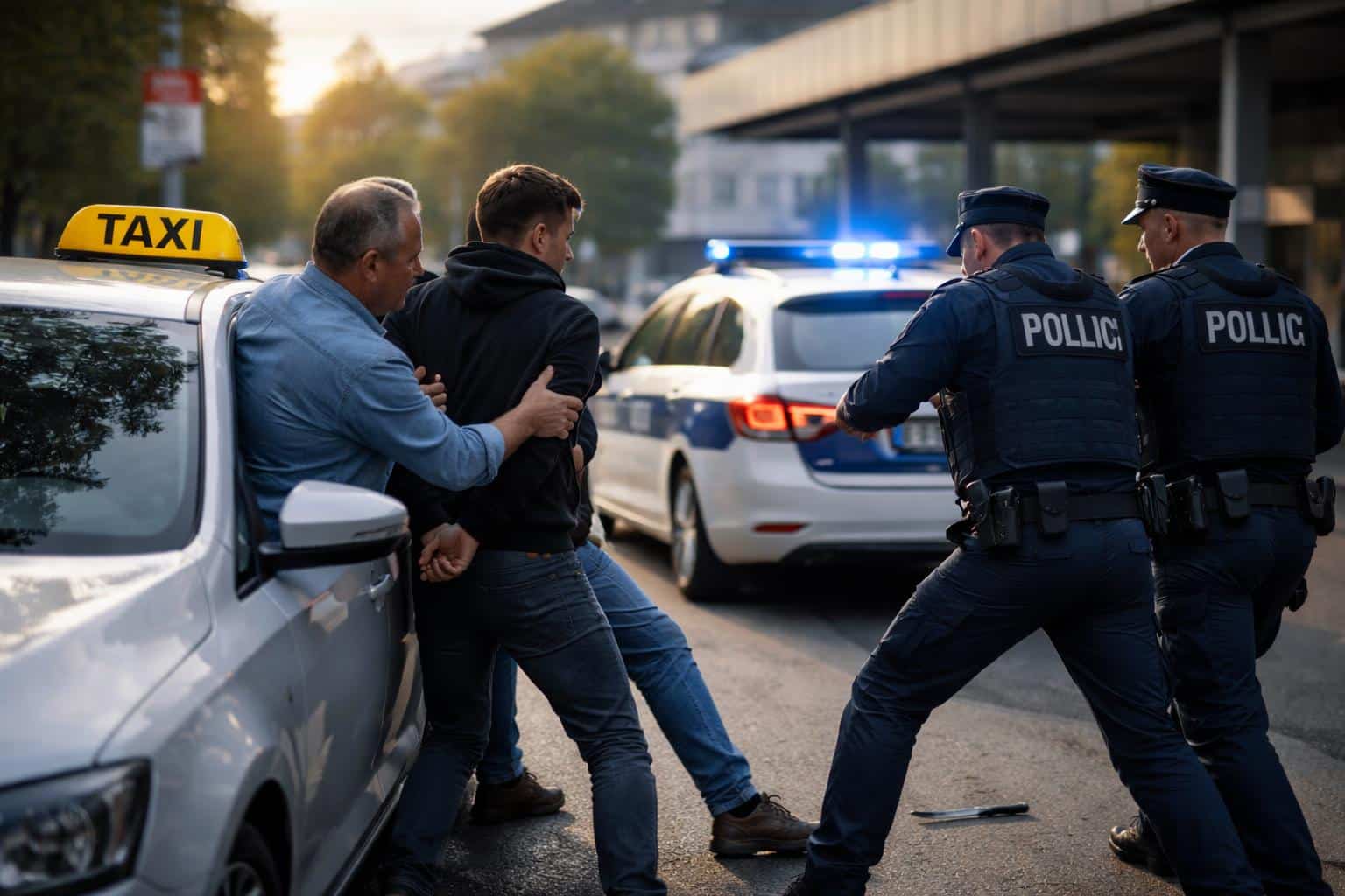 Taxilenker mit Messer bedroht