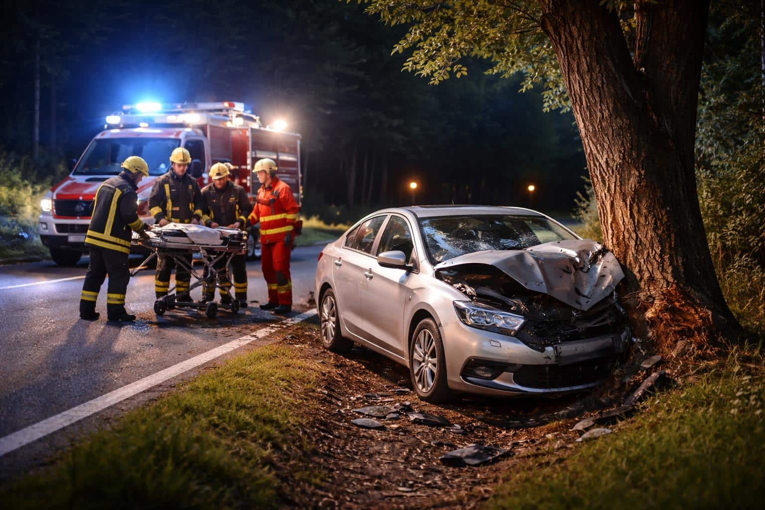 Auto prallt gegen Baum