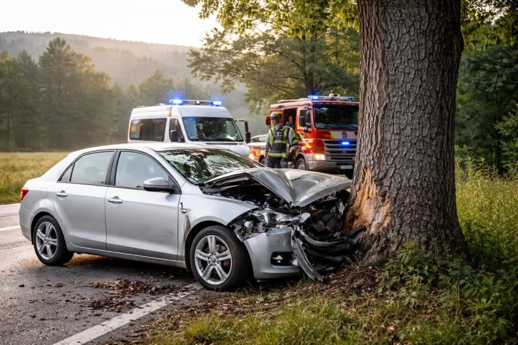 Von Fahrbahn abgekommen: Alkolenker krachte frontal gegen einen Baum