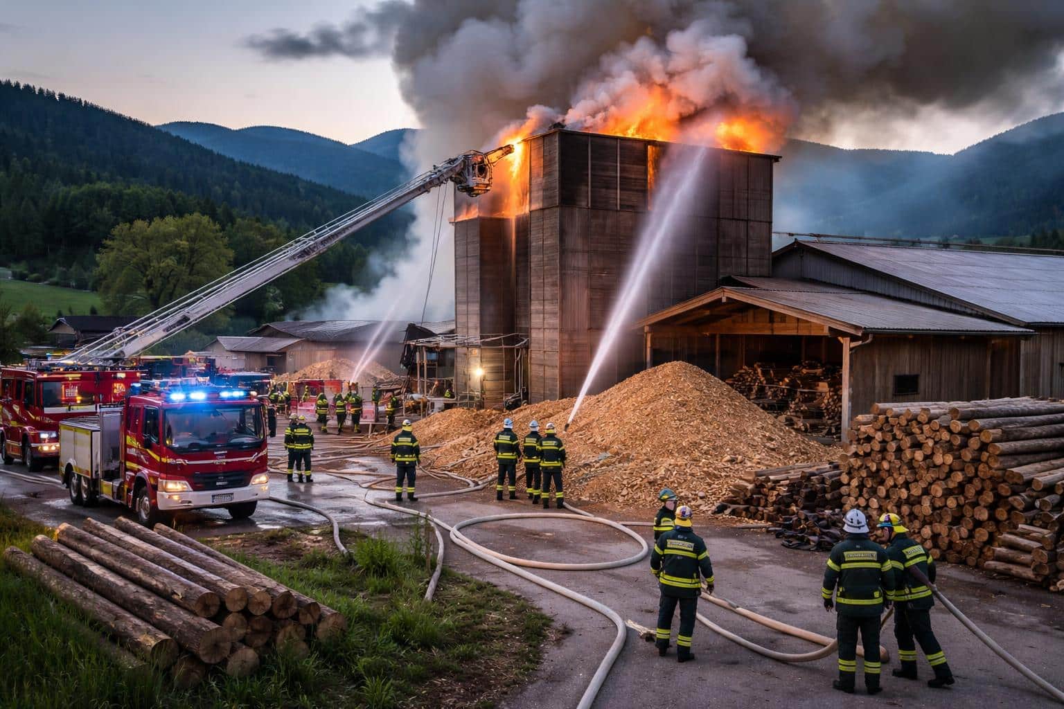 Brand eines Hackschnitzelsilos im Bezirk Völkermarkt