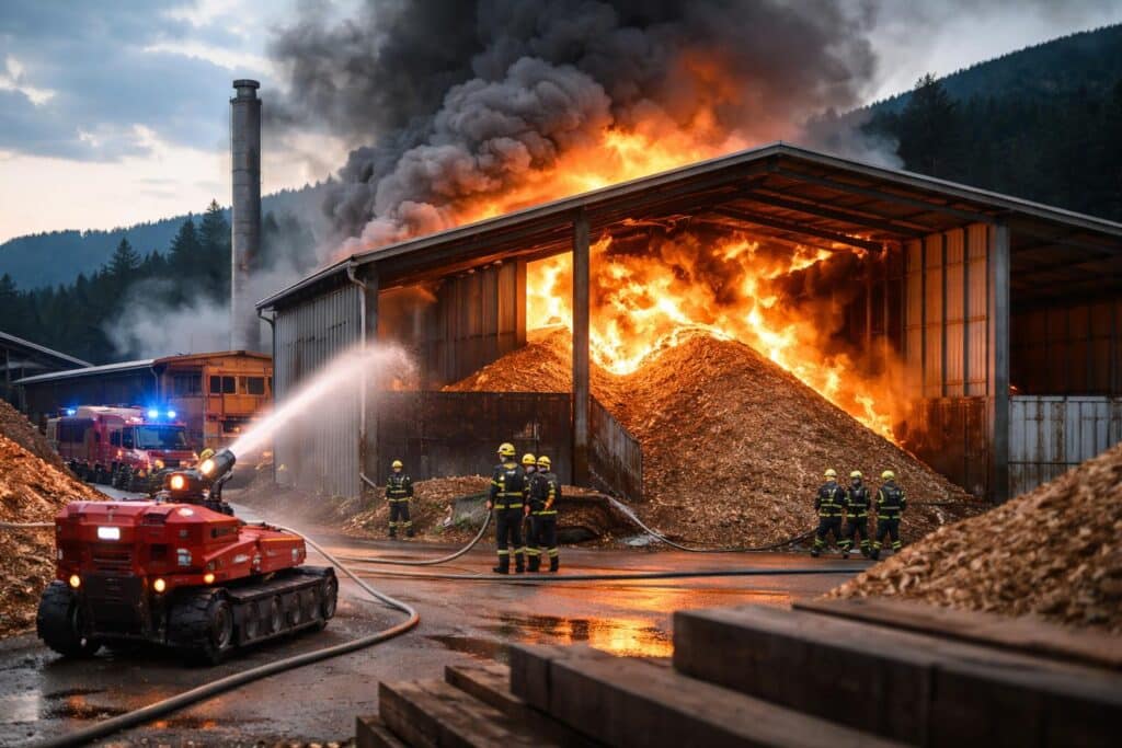 Bei Zimmerei: Hackschnitzen-Anlage in Kärnten in Flammen