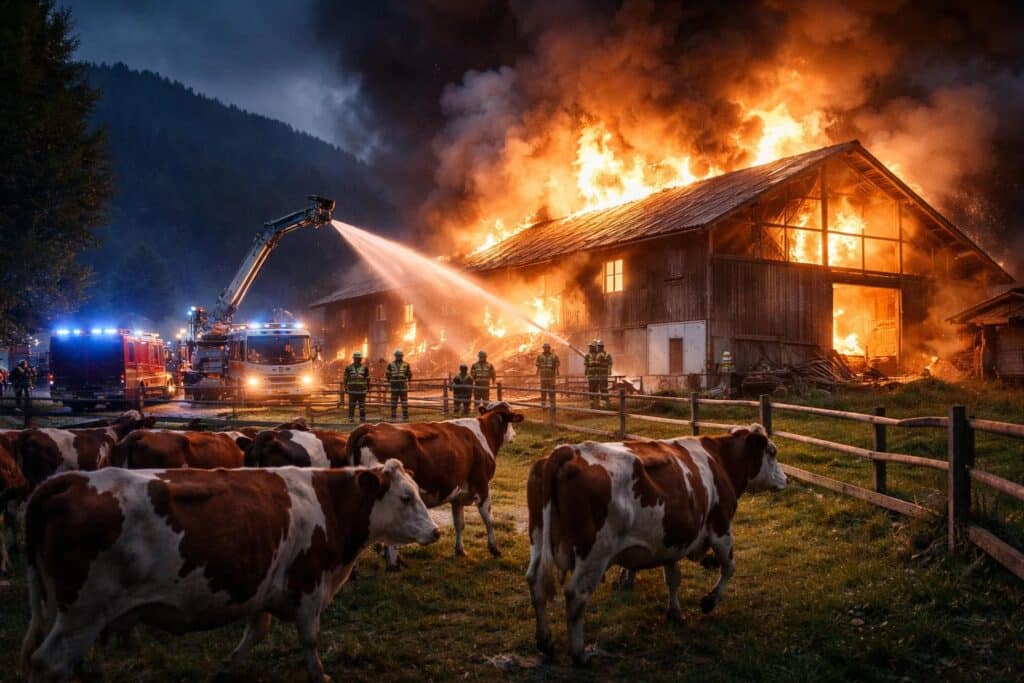 Flattach: Rinder entkommen Flammen