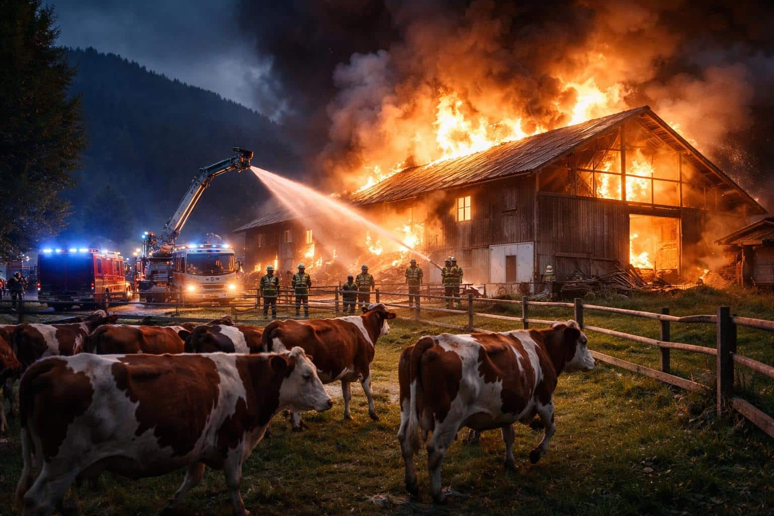 Flattach: Rinder entkommen Flammen