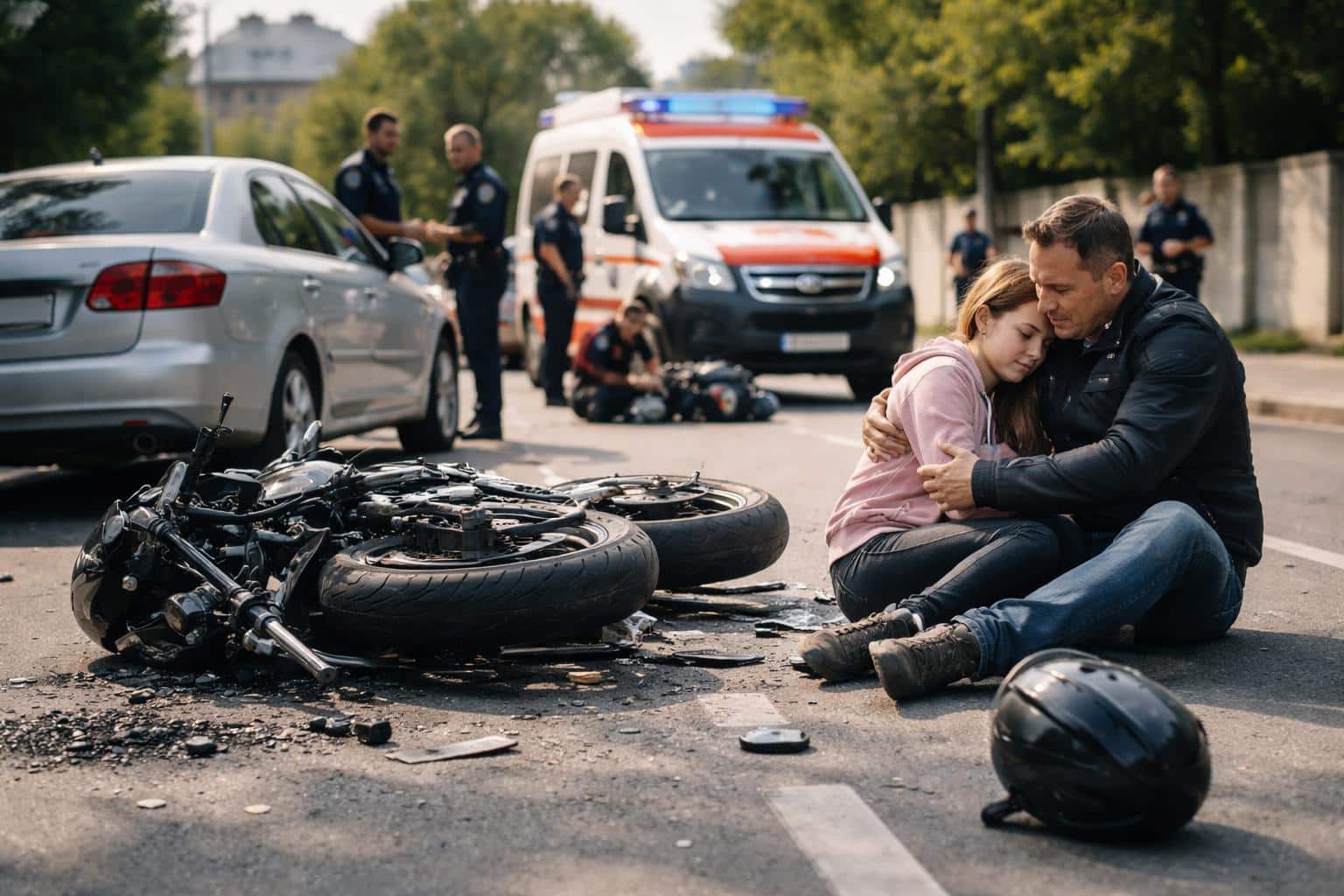Auto übersehen: Vater und Tochter von Motorrad geschleudert