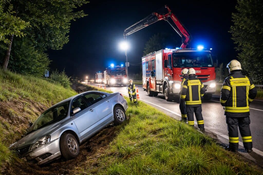 Auto landete im Straßengraben