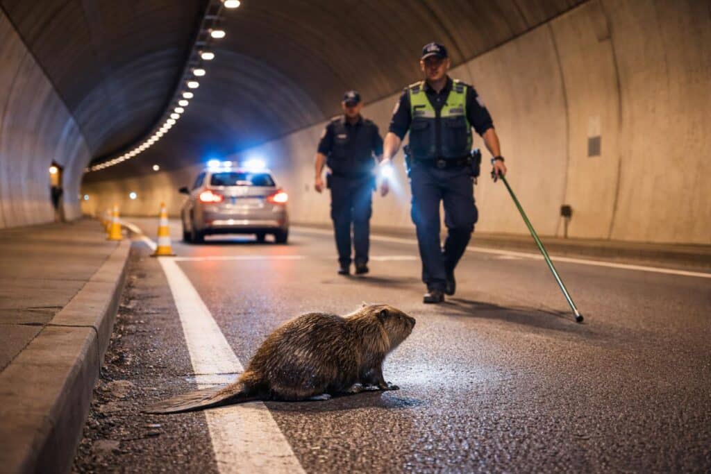 Biber verirrte sich in Autobahntunnel: Kärntner Polizei rückte aus