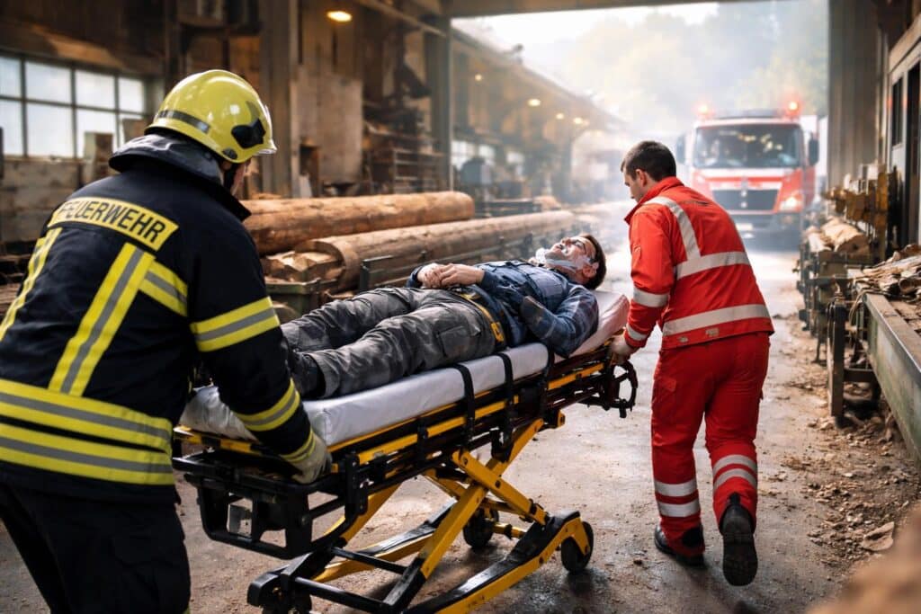 Mann in Sägewerk schwer verletzt
