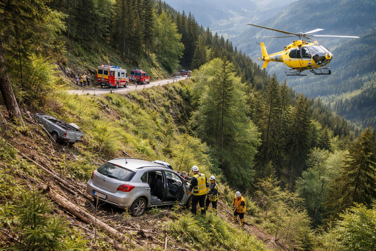 Pkw stürzte 150 Meter ab