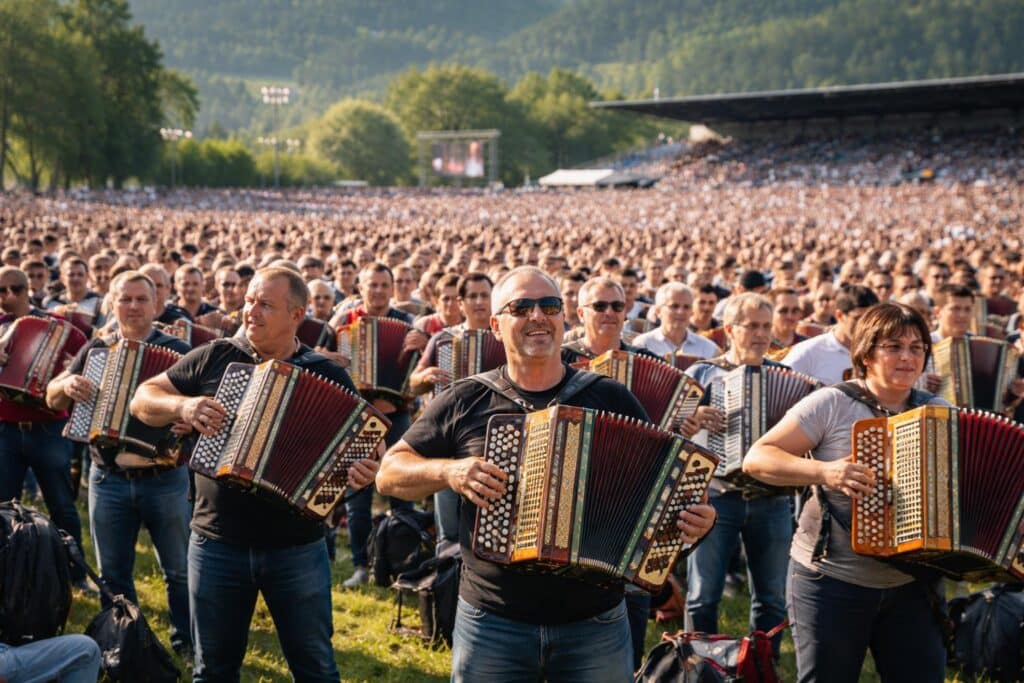 Weltrekordversuch: „Trompetenecho“ soll aus 5283 Harmonikas erklingen