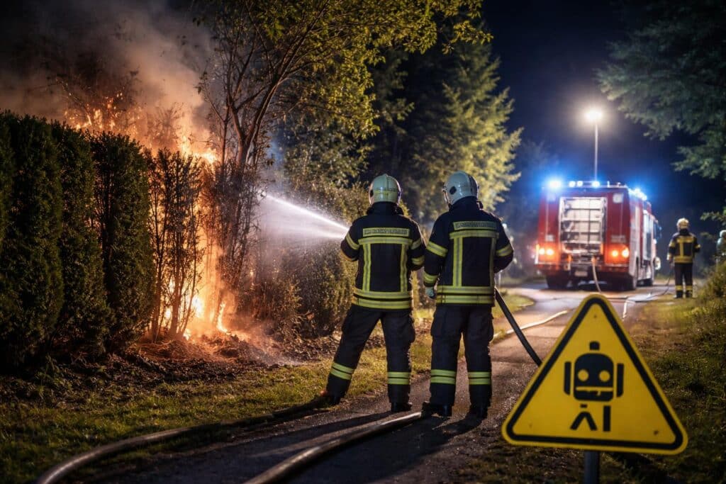 Nächtlicher Einsatz wegen Heckenbrand