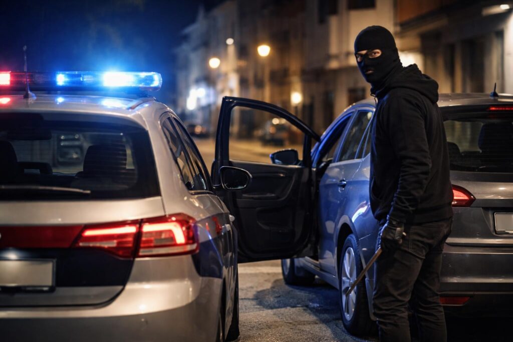 Einbrecher parkte direkt hinter der Polizei und setzte Sturmmaske auf
