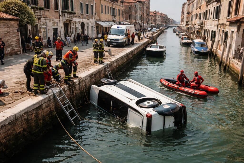 Kleinbus stürzte in Kanal bei Venedig: Drei Menschen starben