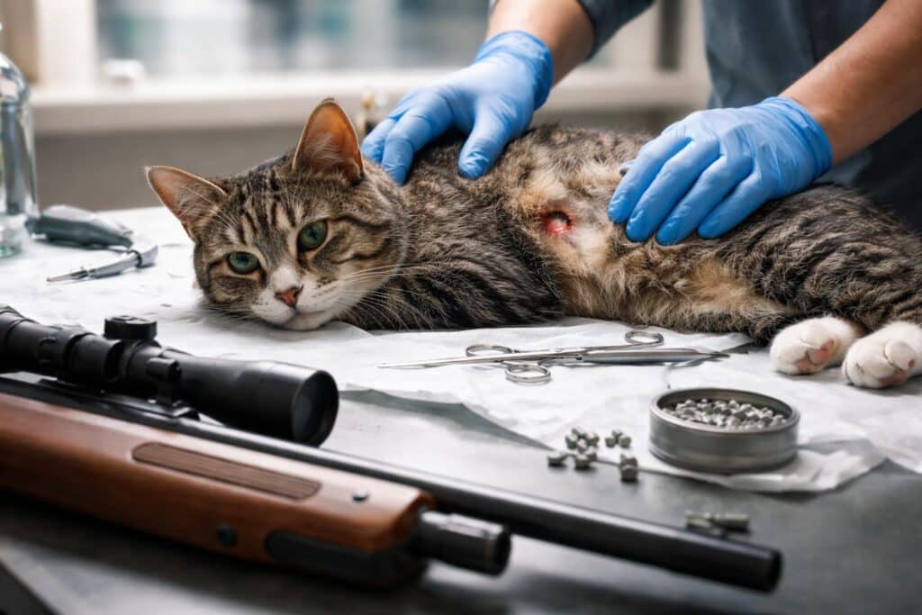 Mit Luftdruckgewehr auf Katze geschossen