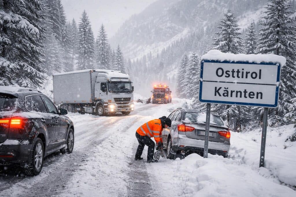 Wintereinbruch in Kärnten und Osttirol: Erste Fahrzeuge hängengeblieben