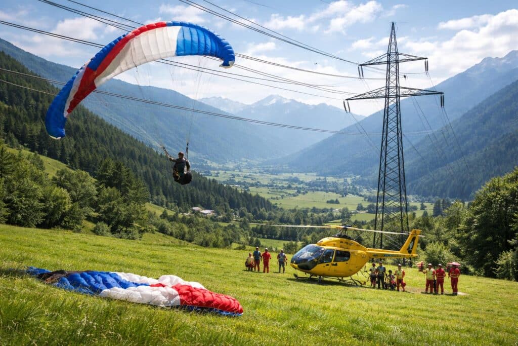 Paragleiter prallte gegen Stromleitung
