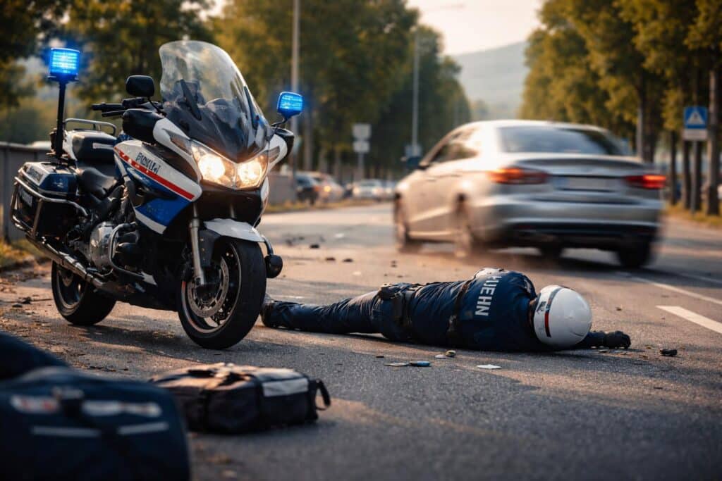 Motorradpolizist angefahren: Fahrerflucht