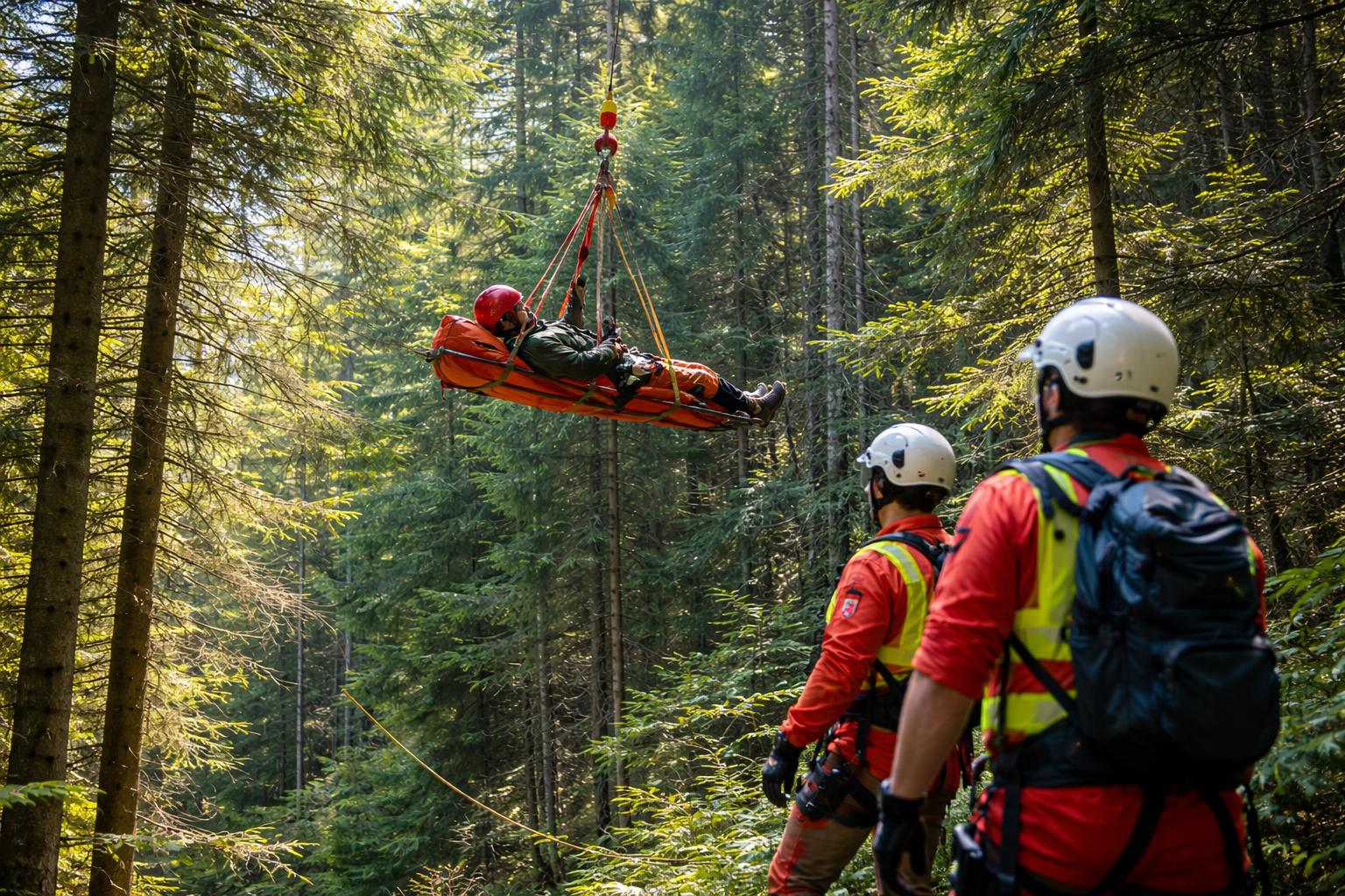 Zehn Meter abgestürzt: Verletzter Forstarbeiter per Seil gerettet