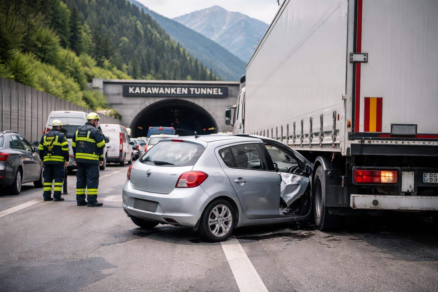Vor dem Karawankentunnel: Frau übersah Stau und kollidierte mit Lkw