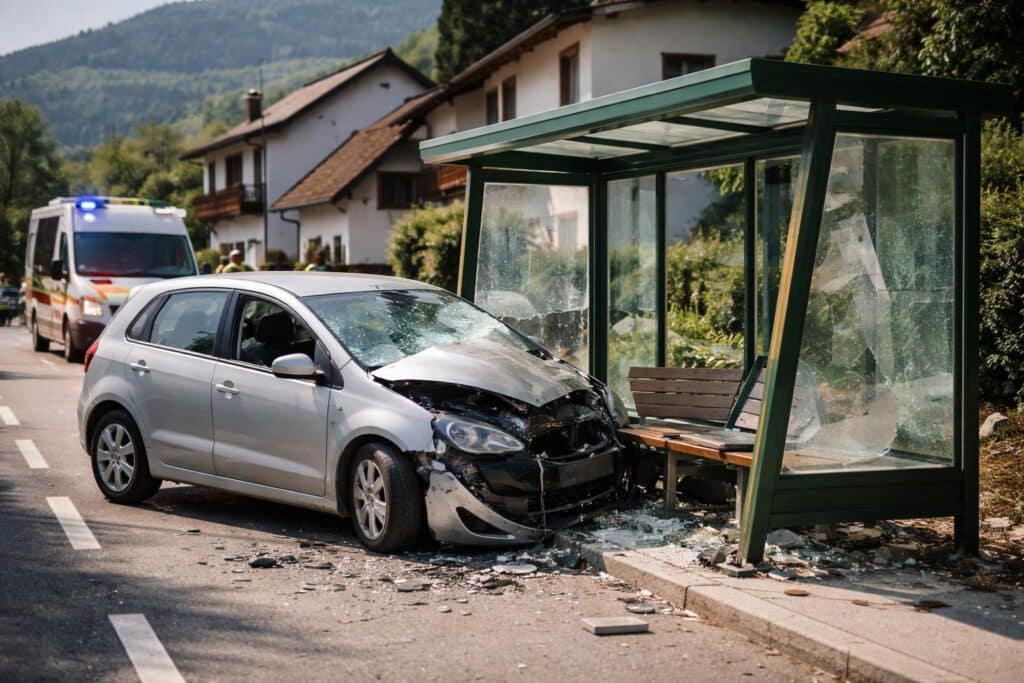 19-jähriger Lenker mit Probeführerschein krachte gegen Bushaltestelle