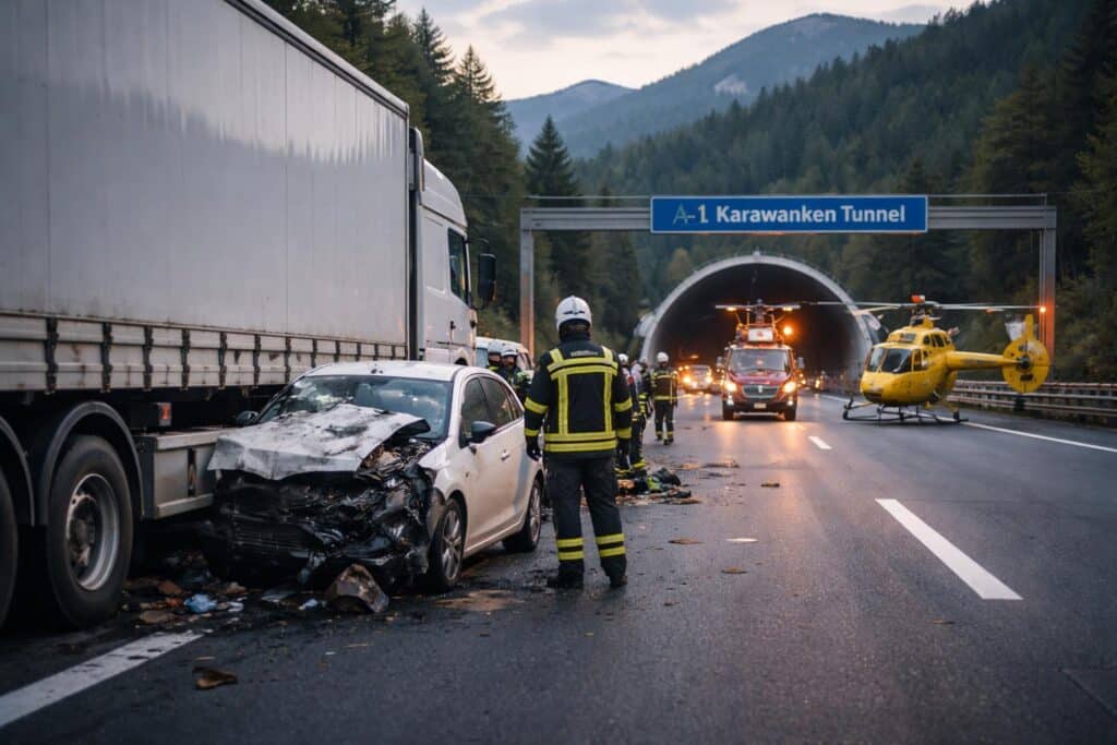 Unfall vor Karawankentunnel