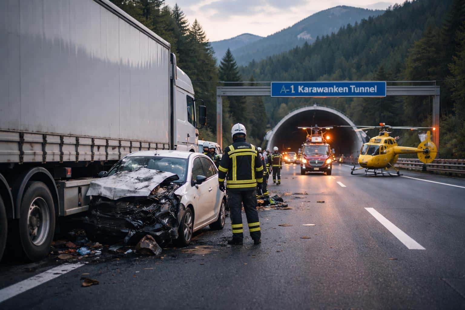 Unfall vor Karawankentunnel