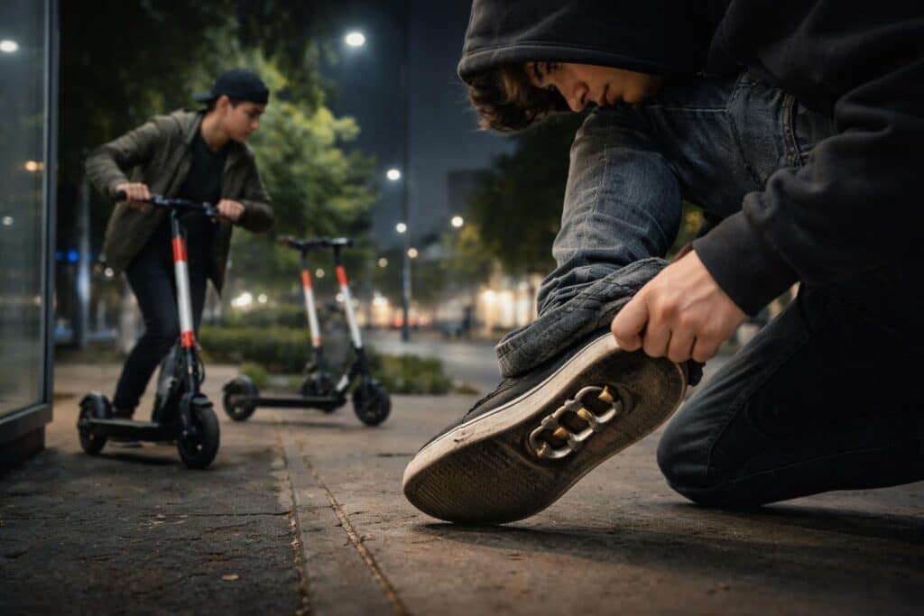 Jugendliche mit Schlagring im Schuh stahlen mehrere E-Scooter
