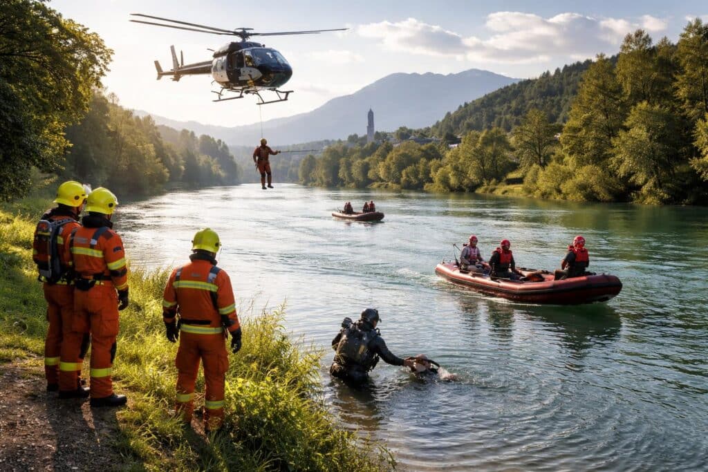 Großeinsatz in Villach: Suchaktion nach vermisster Person in der Drau