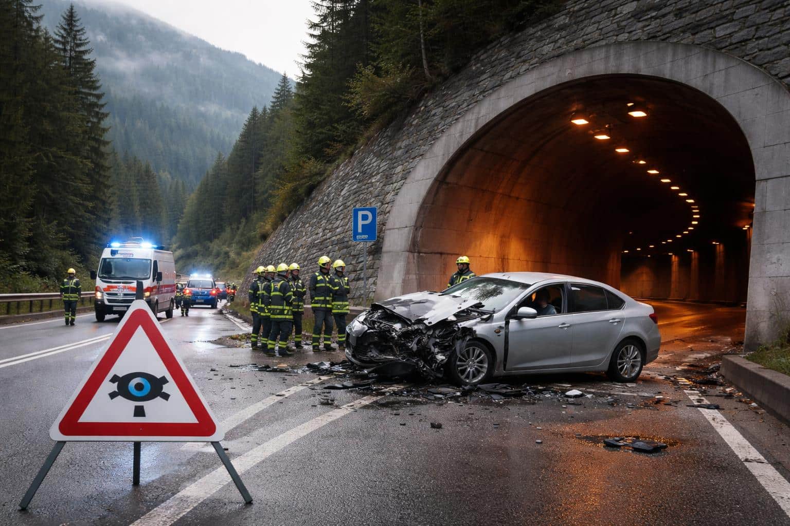Pkw prallte gegen Tunnelportal: Lenker tot