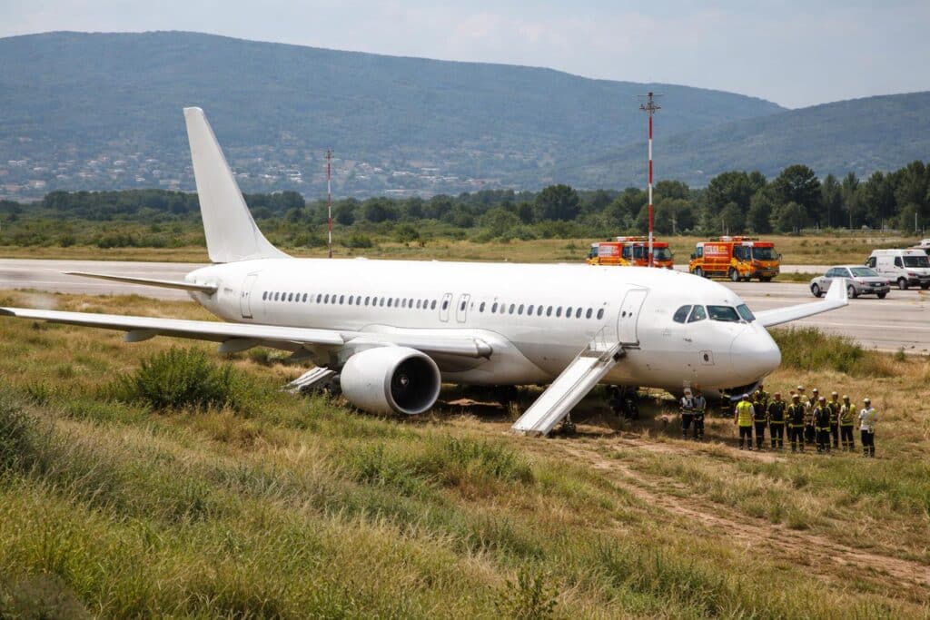 Kurz vor dem Abheben kommt in Kroatien Passagiermaschine von Piste ab